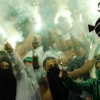 El verde tiñió las calles de ciudad colombiana de Medellín antes del inicio del partido de la Copa Libertadores, en el que se enfrentaron contra Ecuador.