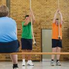 Subir la cuerda en gimnasia