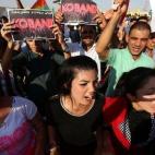 Arbil (Irak). Simpatizantes del Partido de los Trabajadores de Kurdistán (PKK) protestan contra la amenaza del grupo yihadista.