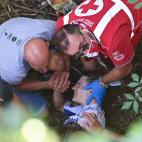 Escalofriante ca&iacute;da del ciclista Remco Evenepoel en el Giro de Lombard&iacute;a