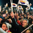 Simpatizantes de Ciudadanos festejan la victoria.