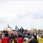 El presidente de ERC, Oriol Junqueras, se dirige a los simpatizantes.