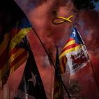 Banderas de la independencia de Catalu&ntilde;a.