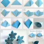 Elaboración: — Dobla diagonalmente un pedazo cuadrado de papel para que quede un triángulo (imagen 1) — Lleva las esquinas izquierda y derecha al vértice (imagen 2) — Dobla cada uno de los dos triángulos, creados en el paso anteri...
