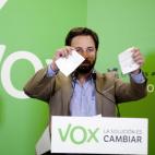 Santiago Abascal (VOX) en el acto de arranque.