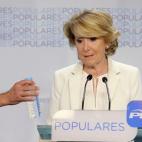 Esperanza Aguirre, candidata del PP a la alcaldía de Madrid, comparece para valorar los resultados electorales.