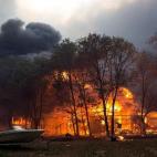 Vista del incendio en California.