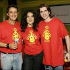 Con Alejandro Sanz y Juanes durante el evento 'Colombia sin minas' en Los Ángeles