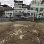 Portería con red en el barrio de Sao Francisco Xavier, en Río de Janeiro.