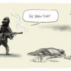 "Él dibujó primero".