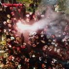 Fotografía aérea que muestra a simpatizantes del expresidente Luiz Inácio Lula da Silva mientras celebran la victoria en Río de Janeiro (Brasil).