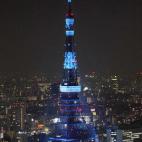 La Torre de Tokio vestida de azul en el Día Internacional de la Diabetes.