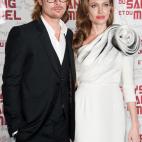 PARIS, FRANCE - FEBRUARY 16: Brad Pitt and Angelina Jolie attend 'In the Land Of Blood And Honey' Pairs premiere on February 16, 2012 in Paris, France. (Photo by Francois Durand/Getty Images)