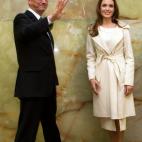 US actresses Angelina Jolie meets with German Foreign Minister Guido Westerwelle at the foreign ministry on February 10, 2012 in Berlin. Jolie is in Berlin screening her directorial debut, the Bosnian wartime love story 'In the Land of Blood and...