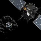 "Philae" emprende su viaje desde "Rosetta" a la superficie del cometa.