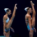 Las representantes griegas, durante el inicio de su ejercicio