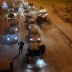 Otra imagen del colapso de v&iacute;as, como la M30 madrile&ntilde;a
