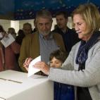 La presidenta del Parlamento de Cataluña, Núria de Gispert, en el colegio Escola de la Concepció.