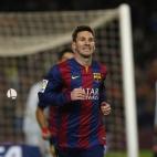 Messi celebra su gol ante Atlético de Madrid la noche del 21 de enero de 2015