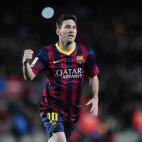 Lionel Messi con el Barcelona en el juego contra Almería el 2 de marzo de 2014