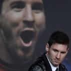 Lionel Messi recibió el miércoles su tercera Bota de Oro como máximo goleador de las ligas europeas la temporada pasada