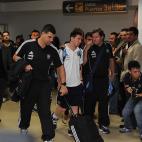 Barcelona's Lionel Messi from Argentina, center, walks to a waiting vehicle upon his arrival at La Aurora airport in Guatemala City, early Wednesday, June 12, 2013. A tax fraud lawsuit has been filed by a Spanish state prosecutor of Catalonia ag...