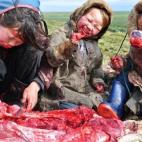 Comida familiar en Siberia.