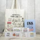 Un libro-no libro de Mr. Wonderful que incluye una bolsa de tela para pasear el buen rollo por todas partes y 6 tarjetas con sobre para que tus regalos sean únicos.