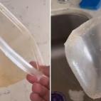 Echar un poco de jab&oacute;n lavavajillas de lavar a mano en el tupper; a&ntilde;adir agua templada abundante; incorporar un trozo de rollo de papel de cocina; cerrar el recipiente y agitar durante 45 segundos, o incluso un minuto.