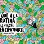 "Me inspiré en esa sensación de saltar las rutinas y tener un espacio para mí, bien camuflada y en silencio. Al menos lo conseguí haciendo el dibujo" (Agustina Guerrero).