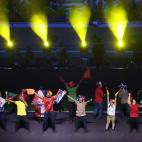 Recreaci&oacute;n de aficionados durante al ceremonia de inauguraci&oacute;n.