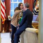 Feb. 23, 2015 "The President's daughter Malia stopped by the Oval Office one afternoon to see her dad and, while they were talking, she wiped something from his face." (Official White House Photo by Pete Souza)