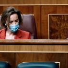 La portavoz del PP, Cuca Gamarra, durante la segunda y &uacute;ltima sesi&oacute;n del debate de moci&oacute;n de censura presentada por Vox.