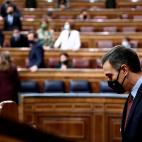 El presidente del Gobierno, Pedro S&aacute;nchez durante el debate de la moci&oacute;n de censura presentada por Vox contra el gobierno de coalici&oacute;n.