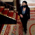 La secretaria general de Vox en el Congreso, Macarena Olona, a su llegada a la moci&oacute;n de censura.