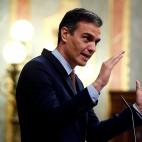 El presidente del Gobierno, Pedro S&aacute;nchez, durante su intervenci&oacute;n.