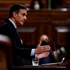 El presidente del Gobierno, Pedro S&aacute;nchez, durante su intervenci&oacute;n.