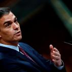 El presidente del Gobierno, Pedro S&aacute;nchez, interviene en la segunda sesi&oacute;n del debate.
