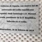 Placa conmemorativa al exilio español en Francia.