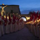 Penitentes en la "Procesión del Silencio", de la hermandad "Cristo del Silencio" en Zamora.