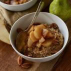 This easy steel cut oat bowl takes about 15 minutes to cook, and can be topped with pecans and nut butter. Get the recipe from The Minimalist Baker here.