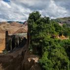 Temple and Half-Mountain, Hkun Lat, Myanmar.