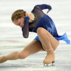 Russia's Julia Lipnitskaia performs in the Women's Figure Skating Team Short Program at the Iceberg Skating Palace during the 2014 Sochi Winter Olympics on February 8, 2014. AFP PHOTO / YURI KADOBNOV (Photo credit should read YURI KADOB...