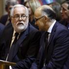 El candidato para las elecciones europeas del PP, Miguel Arias Cañete, y el delegado del Gobierno en Castilla y León, Ramiro Ruíz Medrano.