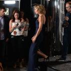 Taylor Swift, winner of Best Female Video, walks from stage at the MTV Video Music Awards August 25, 2013 at the Barclays Center in New York. AFP PHOTO/Stan HONDA (Photo credit should read STAN HONDA/AFP/Getty Images)
