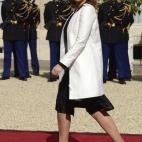 Valerie Trierweiler, companion of France's president-elect Francois Hollande arrives at the Elysee presidential Palace in Paris, to attend an official investiture ceremony during which her companion will be invested as France's president, on May...