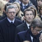 Con su llegada se produjo la subida de tasas judiciales, que ha provocado malestar, no ya en la ciudadanía, sino también entre los abogados y los jueces. En la imagen, Gallardón durante el entierro de Manuel Fraga en Perbes, en enero de 2012.