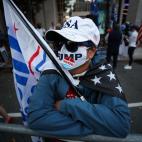 Un seguidor de Trump tras conocer la victoria de Biden en Filadelfia, Pensilvania.