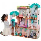 Casa de mu&ntilde;ecas de madera con muebles y accesorios incluidos (155,99 euros)