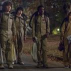 Dustin (Gaten Matarazzo), Mike (Finn Wolfhard), Lucas (Caleb McLaughlin) y Will (Noah Schnapp).